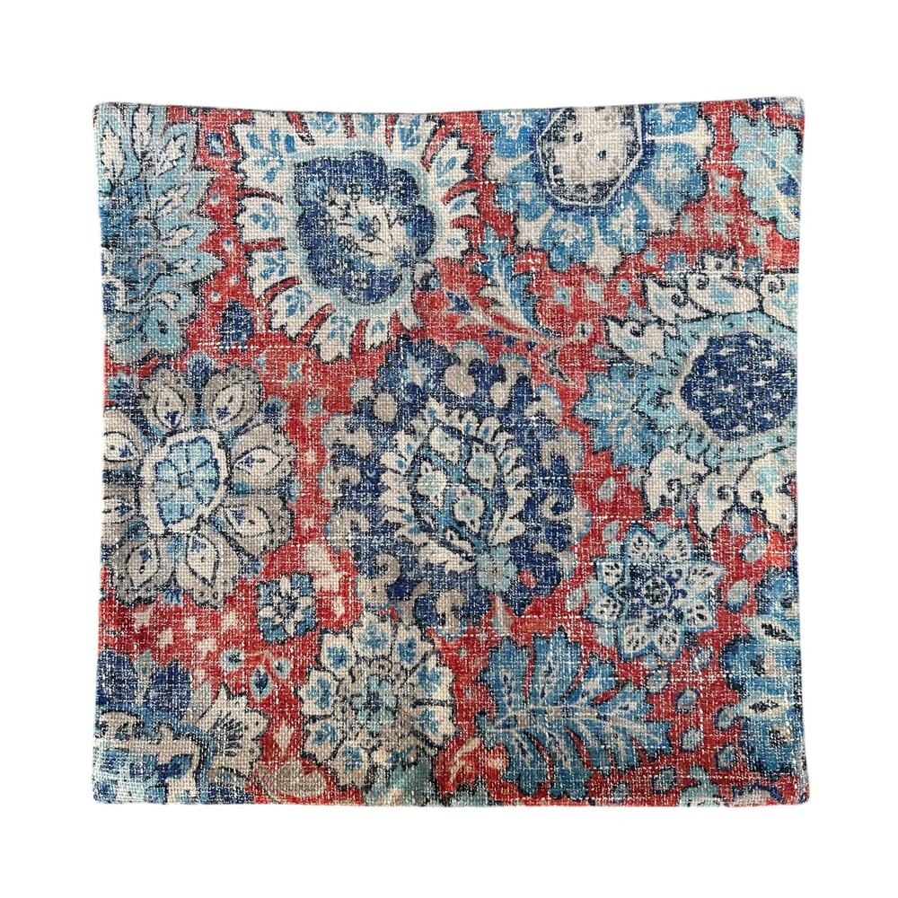 20x20” red blue batik paisley floral print pillow cover home decor bohemian